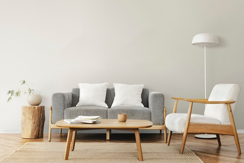 Elegant living room with classic furniture and neutral tones