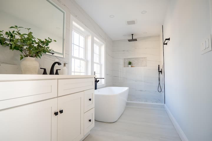 Finished modern bathroom remodel